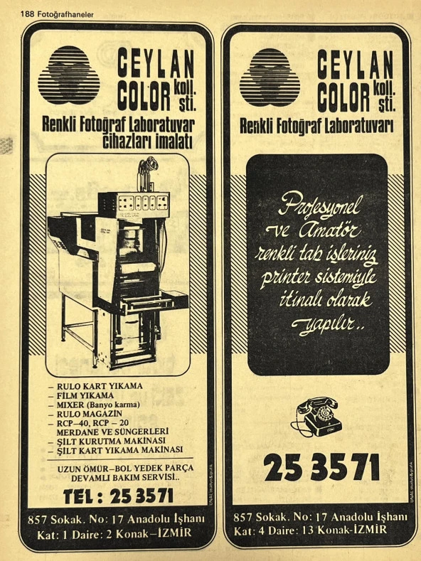 İzmir 1982-1983 Meslek Reklam İlanı Efemera S187 - Resim 2