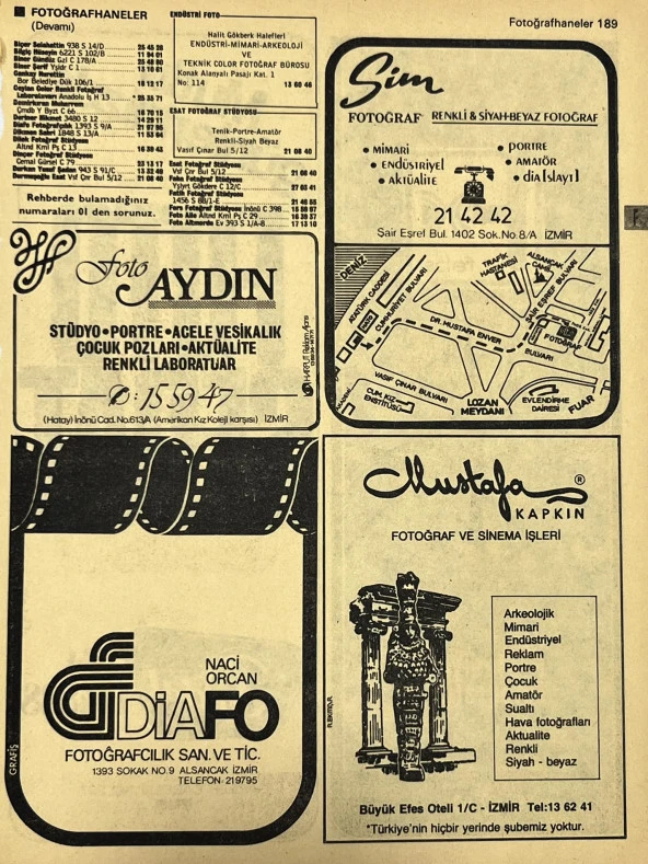 İzmir 1982-1983 Meslek Reklam İlanı Efemera S189 ürün görseli 1