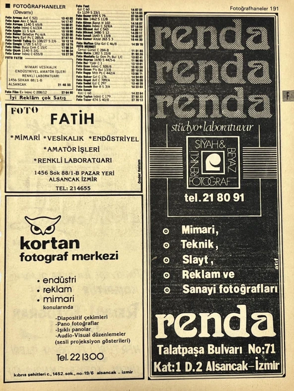 İzmir 1982-1983 Meslek Reklam İlanı Efemera S191 ürün görseli 1