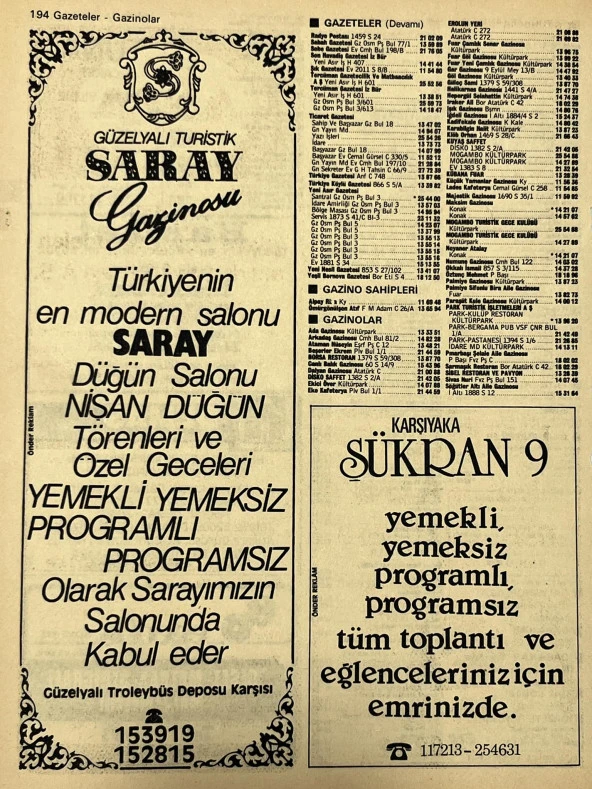 İzmir 1982-1983 Meslek Reklam İlanı Efemera S193 - Resim 2