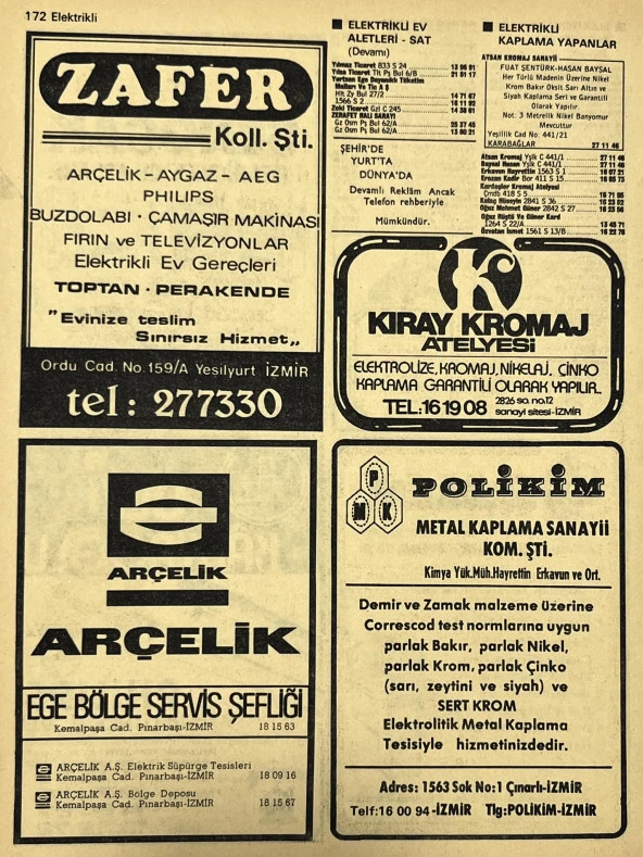 İzmir 1982-1983 Meslek Reklam İlanı Efemera S171 - Resim 2