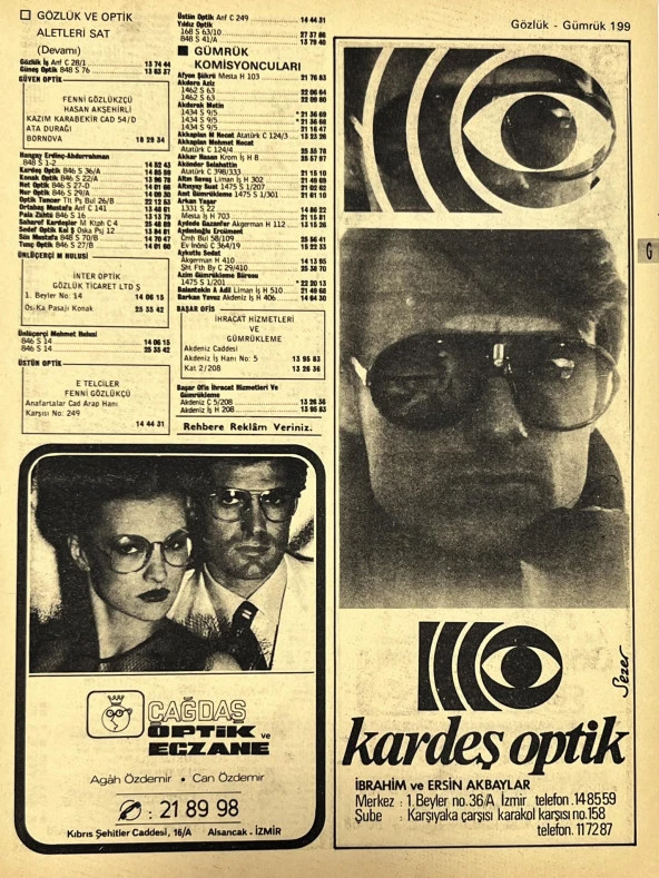 İzmir 1982-1983 Meslek Reklam İlanı Efemera S199 ürün görseli