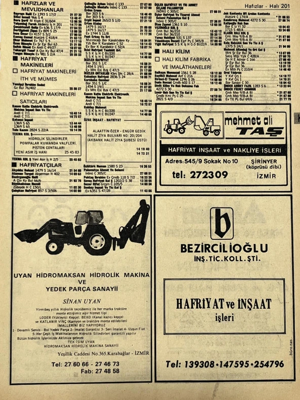 İzmir 1982-1983 Meslek Reklam İlanı Efemera S201 ürün görseli