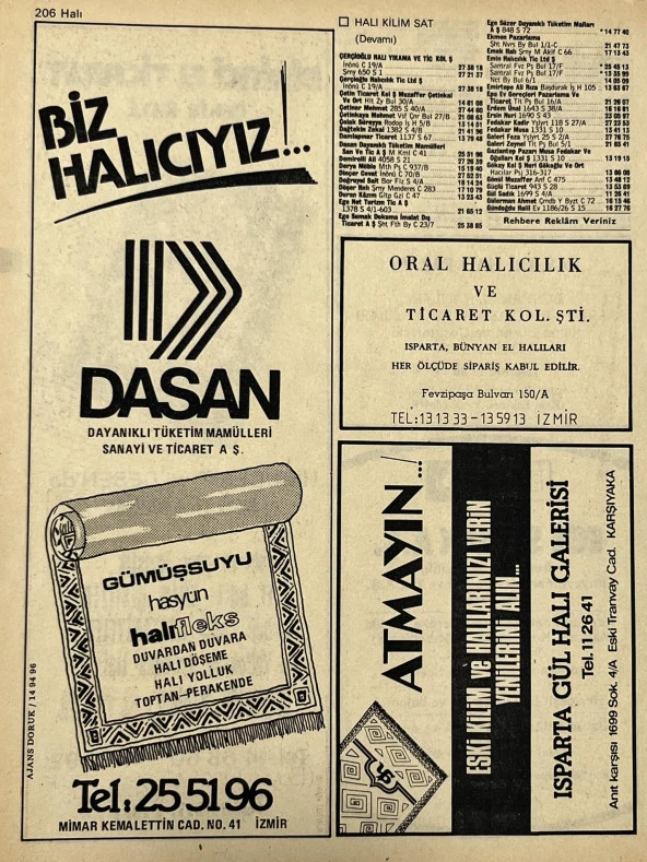 İzmir 1982-1983 Meslek Reklam İlanı Efemera S205 - Resim 2