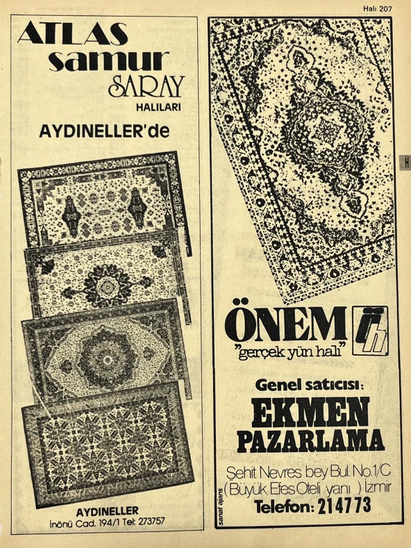 İzmir 1982-1983 Meslek Reklam İlanı Efemera S207 ürün görseli 1
