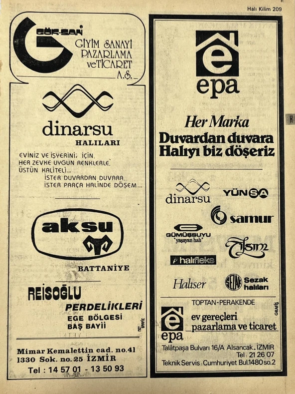 İzmir 1982-1983 Meslek Reklam İlanı Efemera S209 ürün görseli