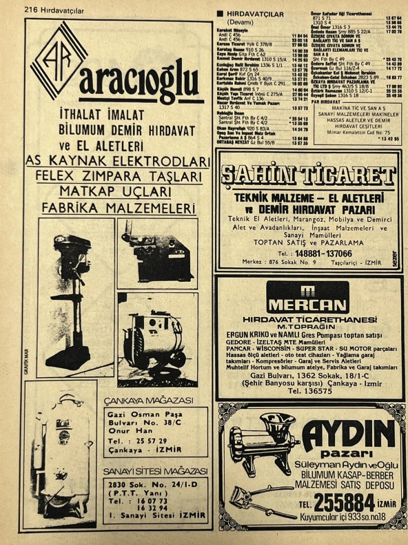 İzmir 1982-1983 Meslek Reklam İlanı Efemera S215 - Resim 2