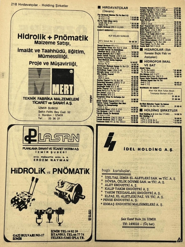 İzmir 1982-1983 Meslek Reklam İlanı Efemera S217 - Resim 2