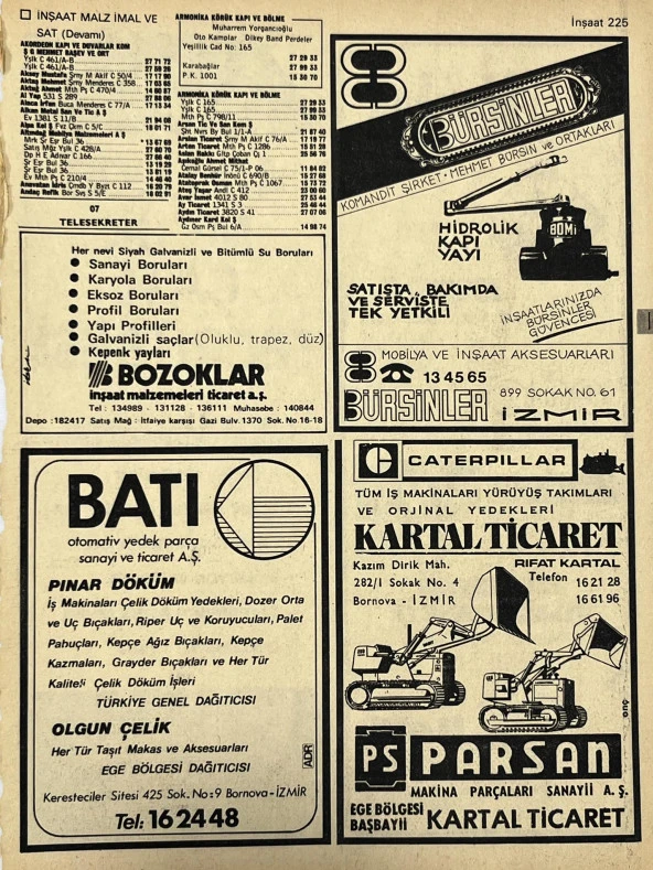 İzmir 1982-1983 Meslek Reklam İlanı Efemera S225