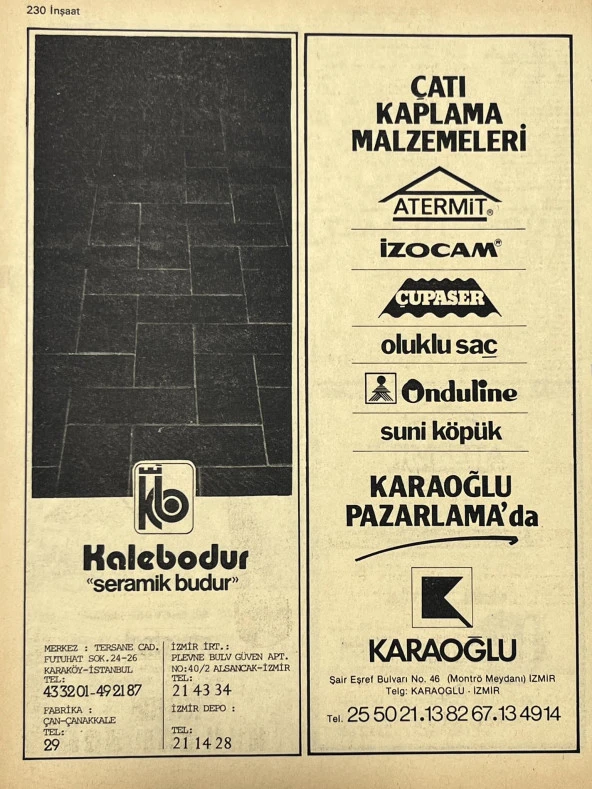 İzmir 1982-1983 Meslek Reklam İlanı Efemera S229 - Resim 2