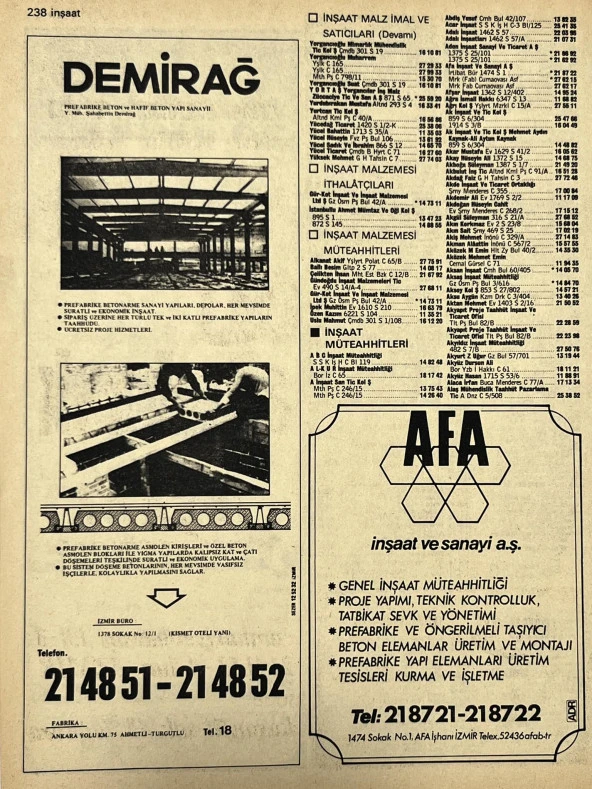 İzmir 1982-1983 Meslek Reklam İlanı Efemera S237 - Resim 2