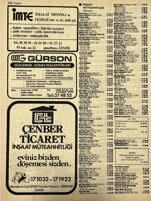 İzmir 1982-1983 Meslek Reklam İlanı Efemera S239 - Resim 2