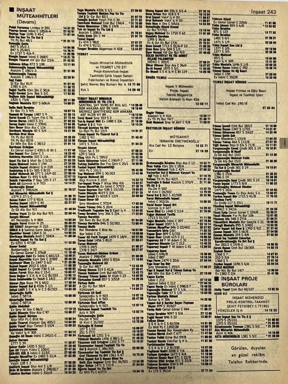 İzmir 1982-1983 Meslek Reklam İlanı Efemera S243