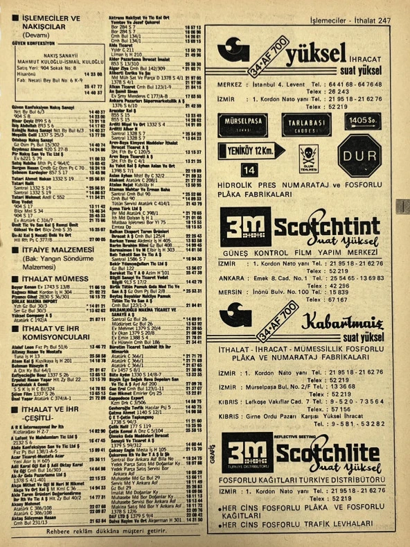 İzmir 1982-1983 Meslek Reklam İlanı Efemera S247 ürün görseli 1