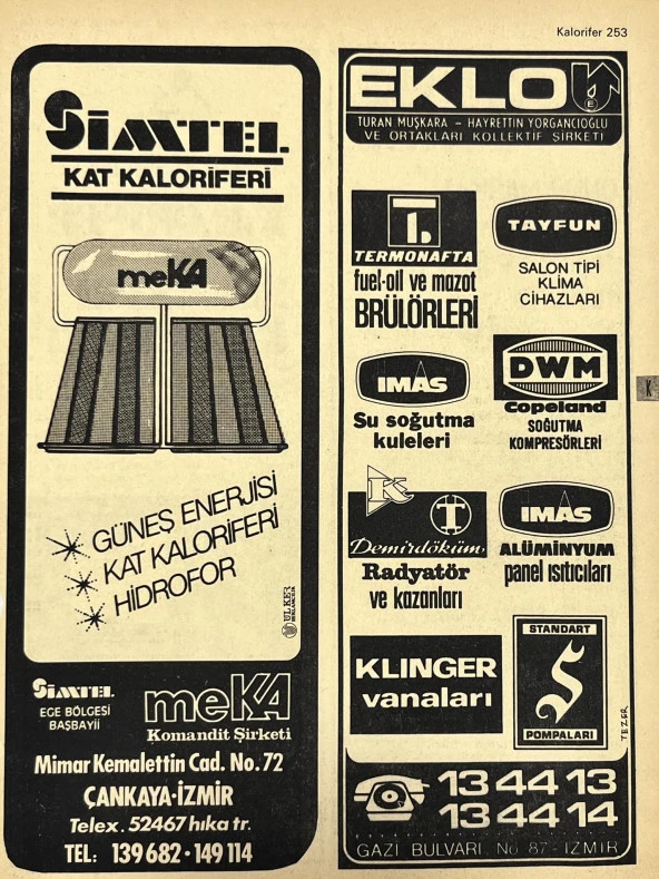 İzmir 1982-1983 Meslek Reklam İlanı Efemera S253 ürün görseli
