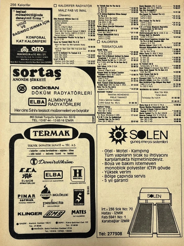 İzmir 1982-1983 Meslek Reklam İlanı Efemera S255 - Resim 2