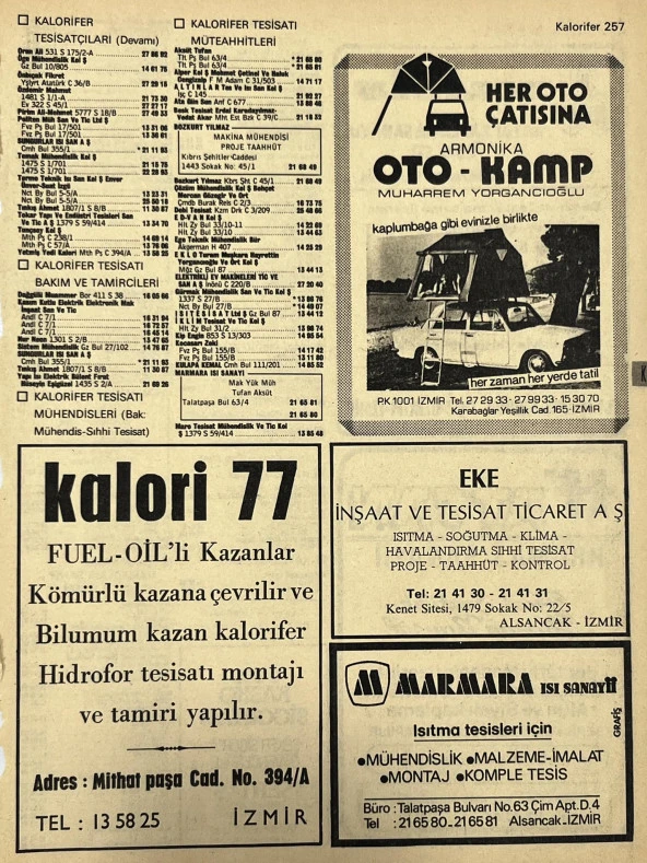 İzmir 1982-1983 Meslek Reklam İlanı Efemera S257 ürün görseli 1