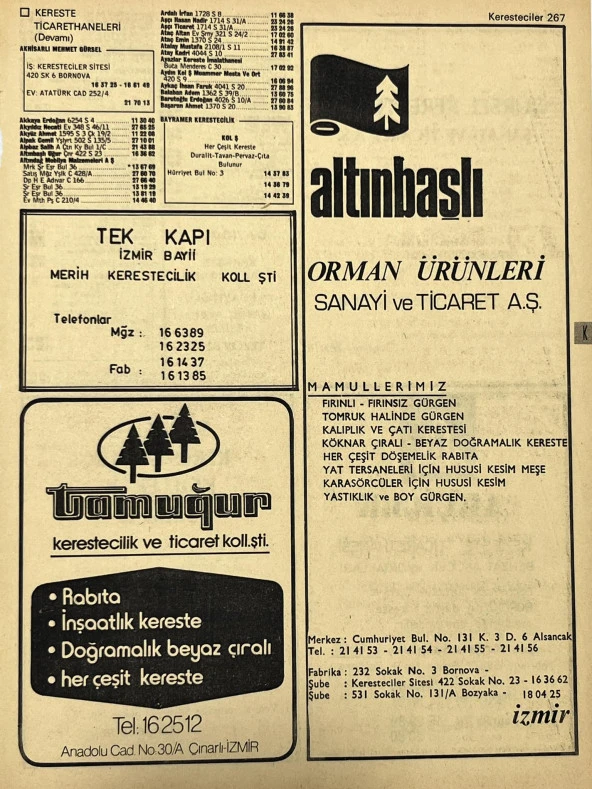 İzmir 1982-1983 Meslek Reklam İlanı Efemera S267 ürün görseli