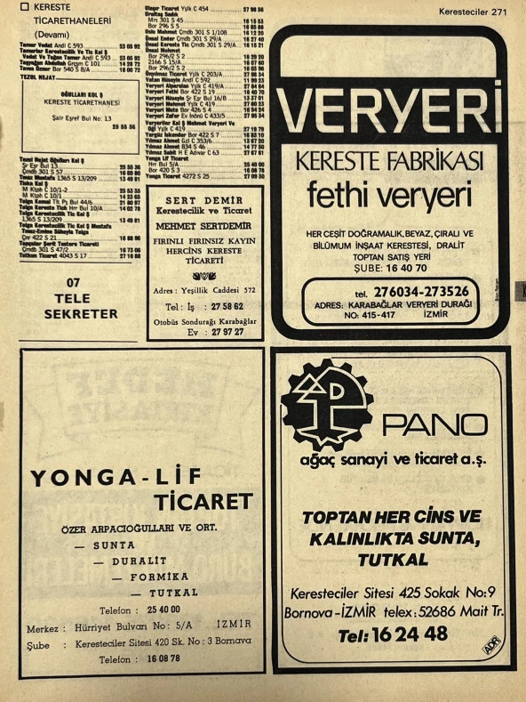 İzmir 1982-1983 Meslek Reklam İlanı Efemera S271 ürün görseli