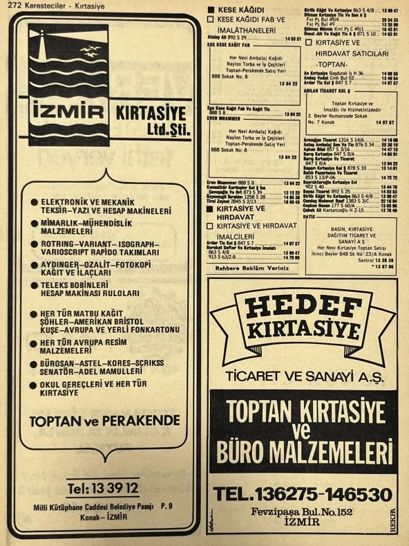 İzmir 1982-1983 Meslek Reklam İlanı Efemera S271 - Resim 2