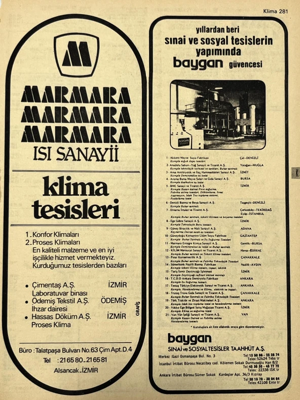 İzmir 1982-1983 Meslek Reklam İlanı Efemera S281 ürün görseli 1