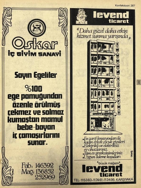 İzmir 1982-1983 Meslek Reklam İlanı Efemera S287 ürün görseli 1