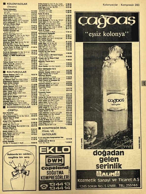 İzmir 1982-1983 Meslek Reklam İlanı Efemera S283 ürün görseli 1