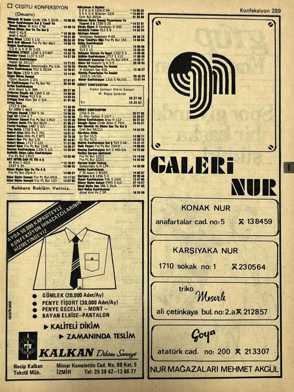 İzmir 1982-1983 Meslek Reklam İlanı Efemera S289 ürün görseli 1