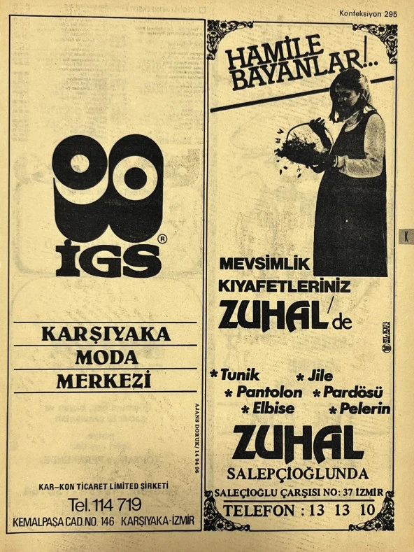 İzmir 1982-1983 Meslek Reklam İlanı Efemera S295 ürün görseli 1
