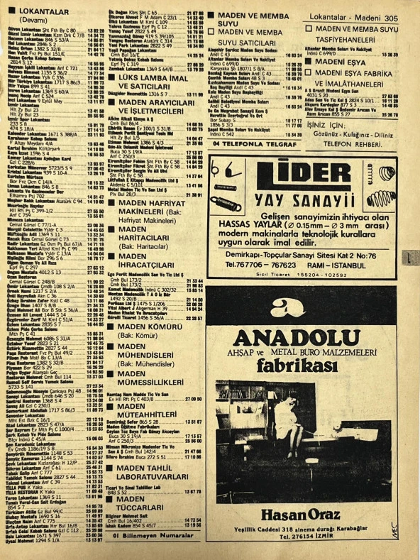 İzmir 1982-1983 Meslek Reklam İlanı Efemera S305 ürün görseli 1