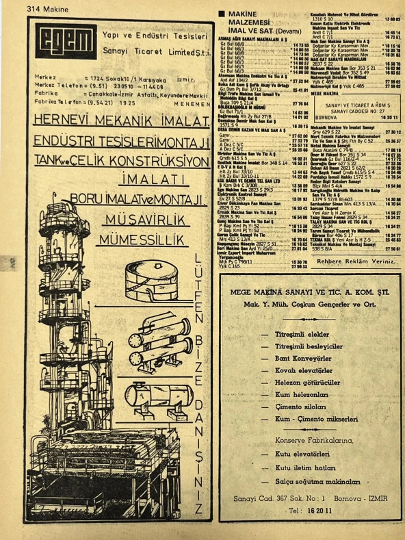 İzmir 1982-1983 Meslek Reklam İlanı Efemera S313 - Resim 2