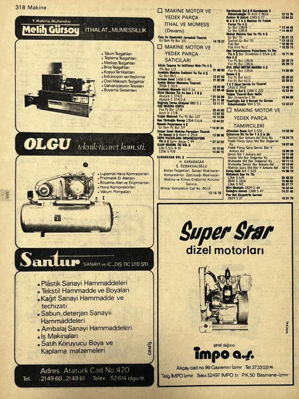 İzmir 1982-1983 Meslek Reklam İlanı Efemera S317 - Resim 2
