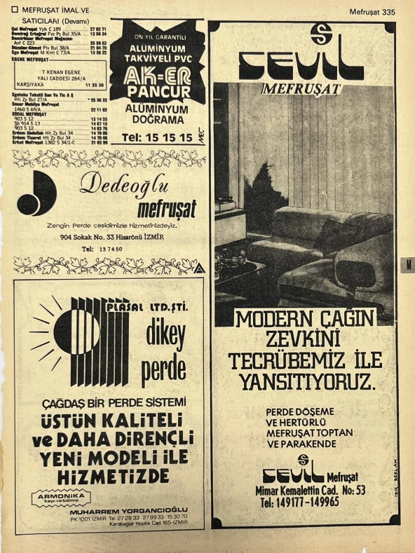 İzmir 1982-1983 Meslek Reklam İlanı Efemera S335 ürün görseli