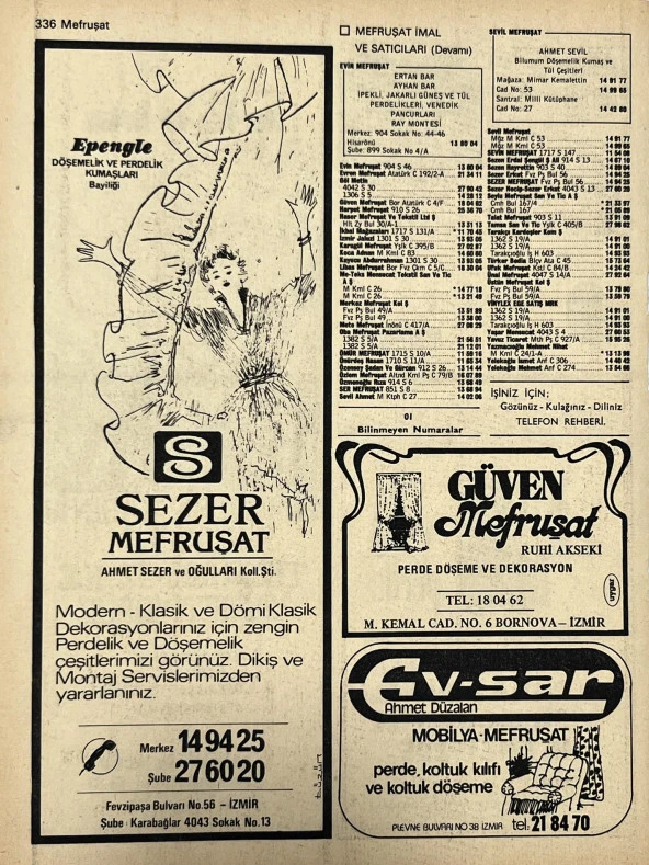 İzmir 1982-1983 Meslek Reklam İlanı Efemera S335 - Resim 2