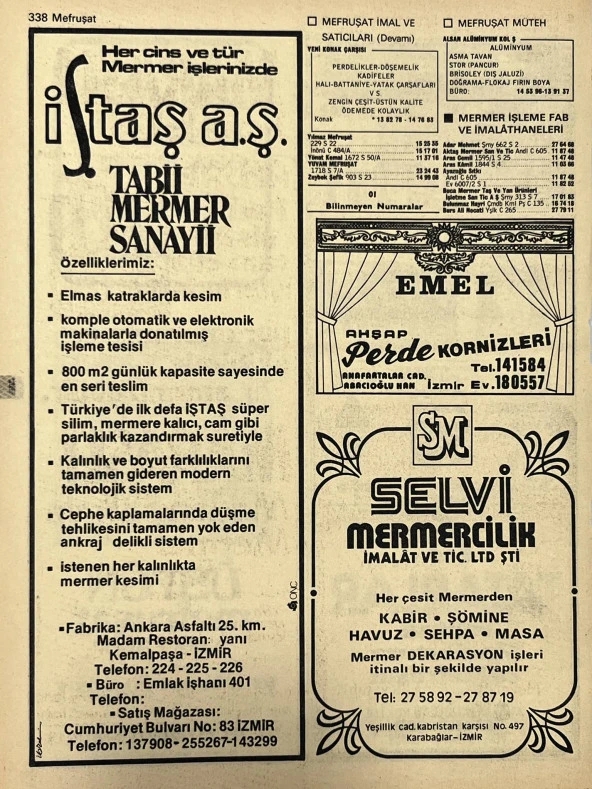 İzmir 1982-1983 Meslek Reklam İlanı Efemera S337 - Resim 2