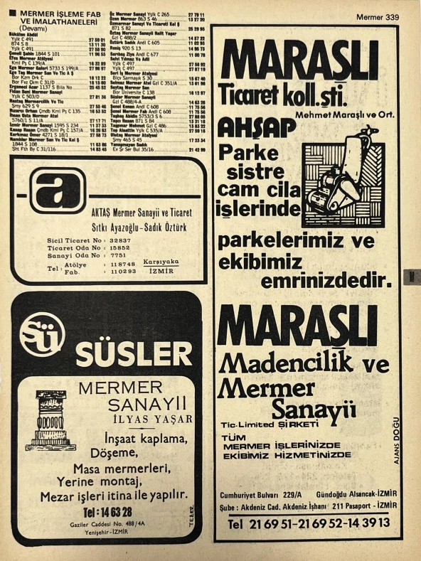 İzmir 1982-1983 Meslek Reklam İlanı Efemera S339 ürün görseli 1