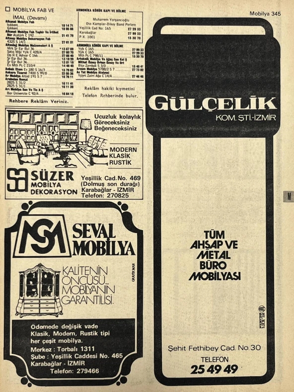 İzmir 1982-1983 Meslek Reklam İlanı Efemera S345 ürün görseli 1