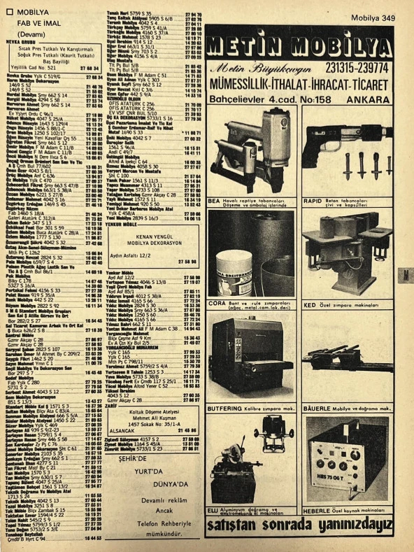 İzmir 1982-1983 Meslek Reklam İlanı Efemera S349 ürün görseli 1