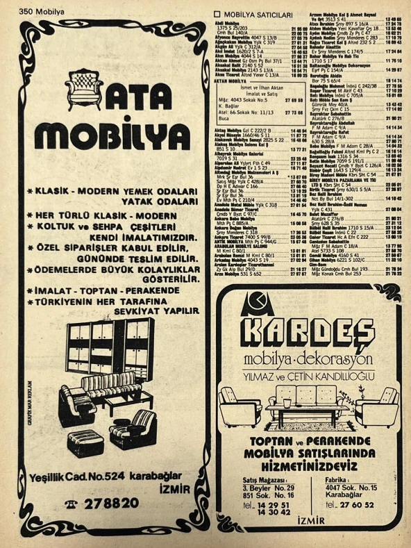 İzmir 1982-1983 Meslek Reklam İlanı Efemera S349 - Resim 2