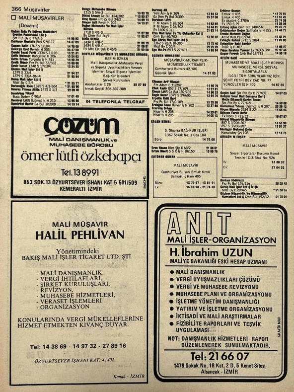 İzmir 1982-1983 Meslek Reklam İlanı Efemera S365 - Resim 2