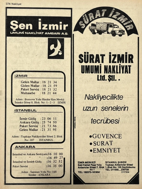 İzmir 1982-1983 Meslek Reklam İlanı Efemera S373 - Resim 2