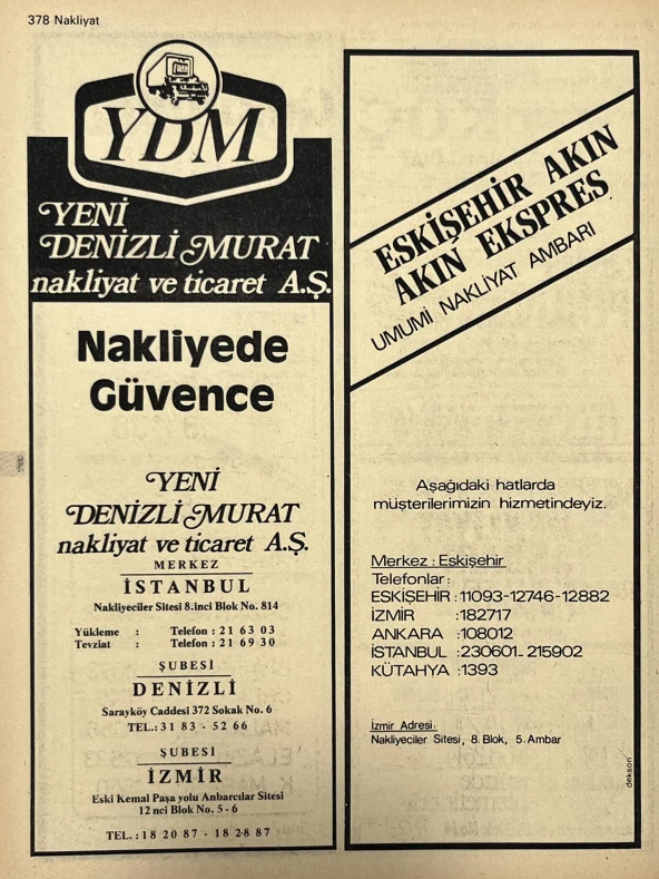 İzmir 1982-1983 Meslek Reklam İlanı Efemera S377 - Resim 2