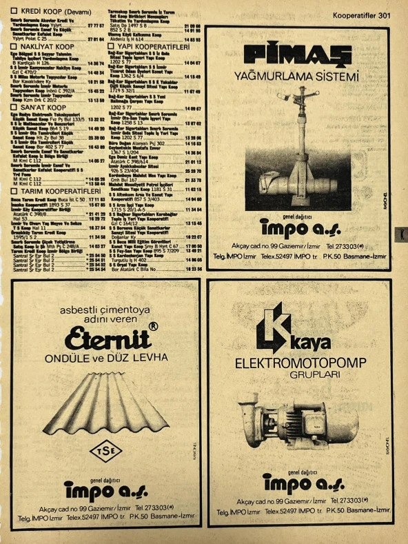 İzmir 1982-1983 Meslek Reklam İlanı Efemera S301 ürün görseli