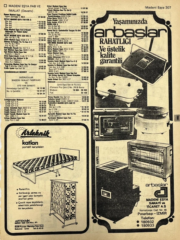 İzmir 1982-1983 Meslek Reklam İlanı Efemera S307 ürün görseli