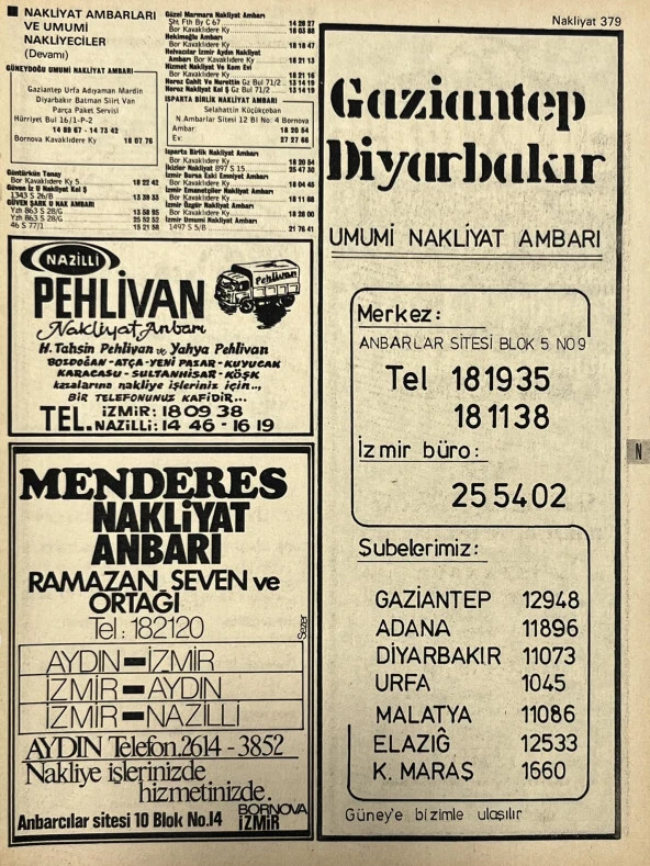 İzmir 1982-1983 Meslek Reklam İlanı Efemera S379 ürün görseli 1