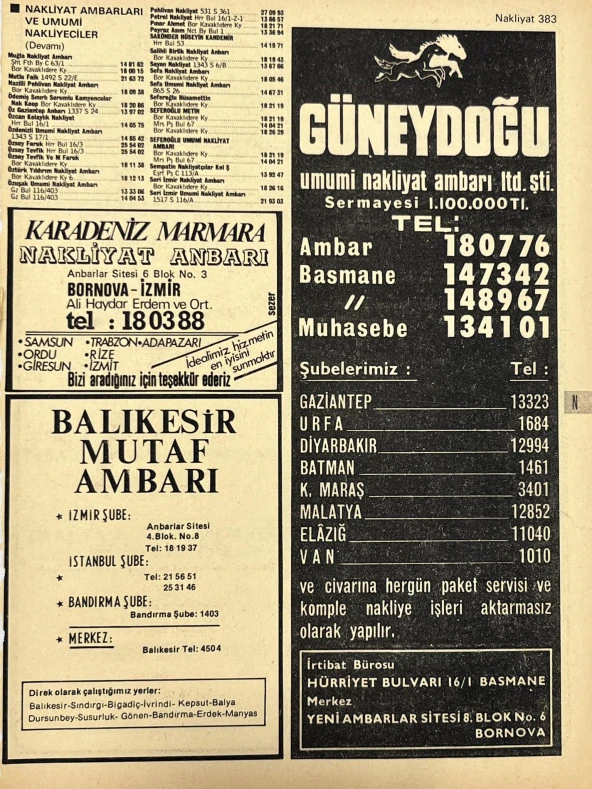 İzmir 1982-1983 Meslek Reklam İlanı Efemera S383 ürün görseli 1