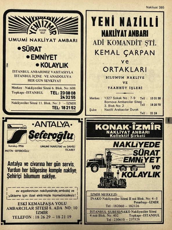 İzmir 1982-1983 Meslek Reklam İlanı Efemera S385 ürün görseli 1
