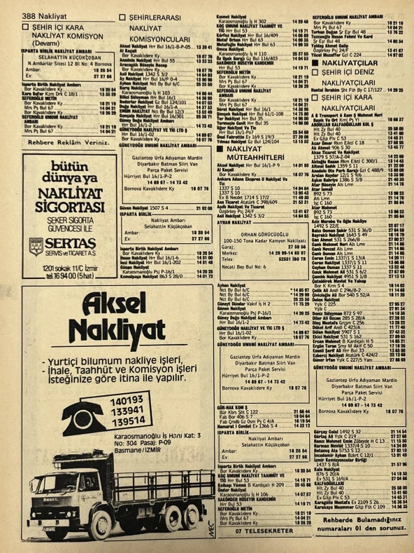 İzmir 1982-1983 Meslek Reklam İlanı Efemera S387 - Resim 2