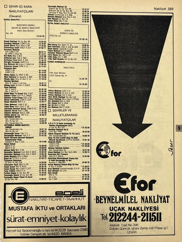 İzmir 1982-1983 Meslek Reklam İlanı Efemera S389 ürün görseli 1