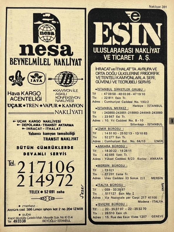 İzmir 1982-1983 Meslek Reklam İlanı Efemera S391 ürün görseli